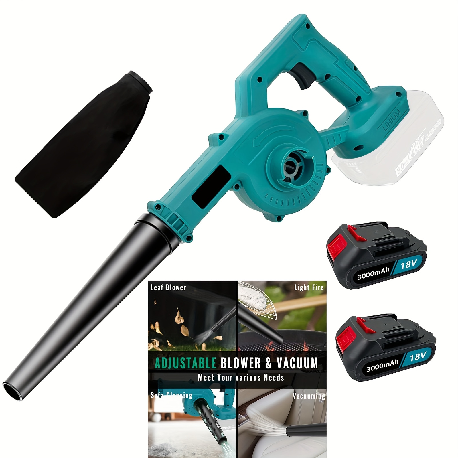 Image of Cordless Leaf Blower For Makita 18v 2 X 3.0ah Battery, Battery Leaf Blower 17000rpm, For Dust, Snow , Yard, Work Around The House