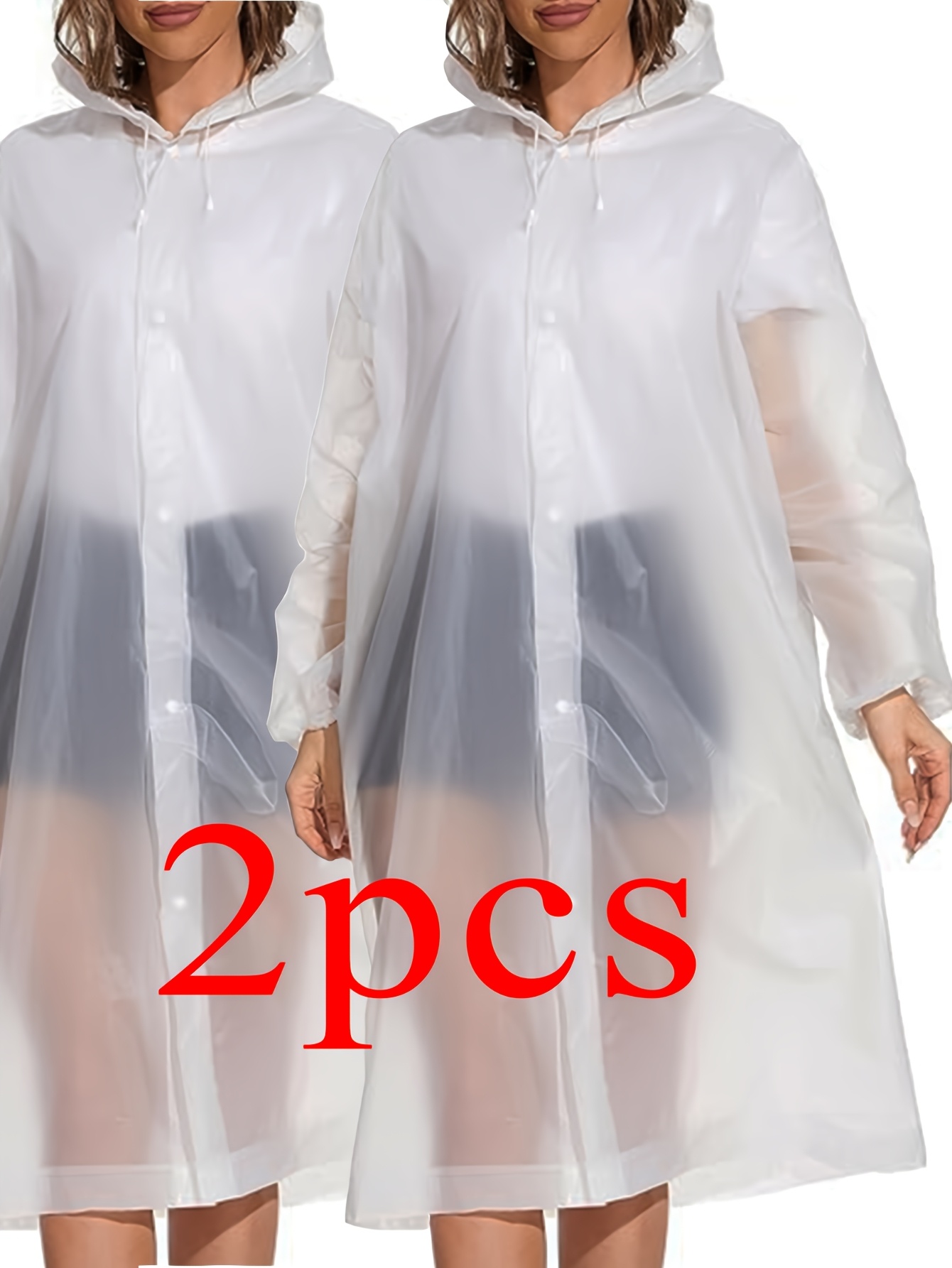 2pcs white raincoat thickened adult raincoat full body jumpsuit with drawstring portable travel outdoor riding raincoat  