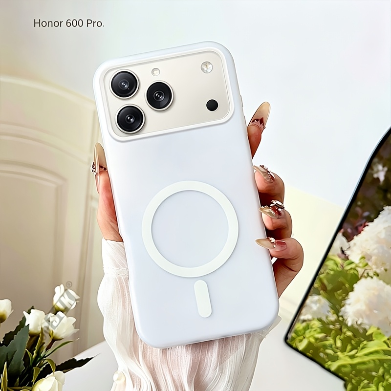 Phone Case: Casing for Honor 600 Pro 5G White Circular Macaron Color Phone Case Frosted Soft Feel 2-in-1 Layered Design Shockproof Protective Cover