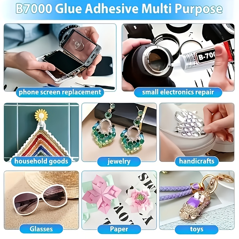 3pcs/6pcs/B-7000 Strong Glue, Handcraft Adhesive for Electronics, Jewelry, Crafts, Books, Fabrics, etc., Multi-Purpose Bonding Agent, Durable, Transparent, Flexible, Suitable for Metal Plastic Acrylic Faux Leather Paper Cloth