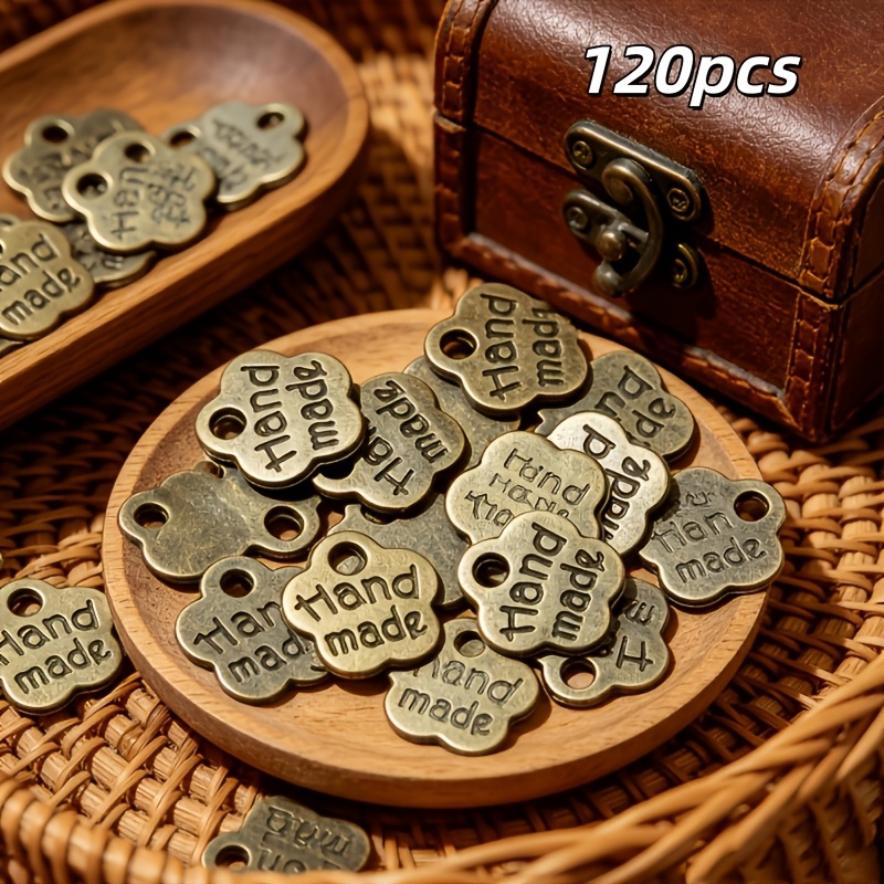 TEMU 120pcs 120pcspcs Pcs ( Batches Suitable For Diy) Handmade-style Letter & Flower Charms - Electroplated Small Pendants For Making, Compatible For