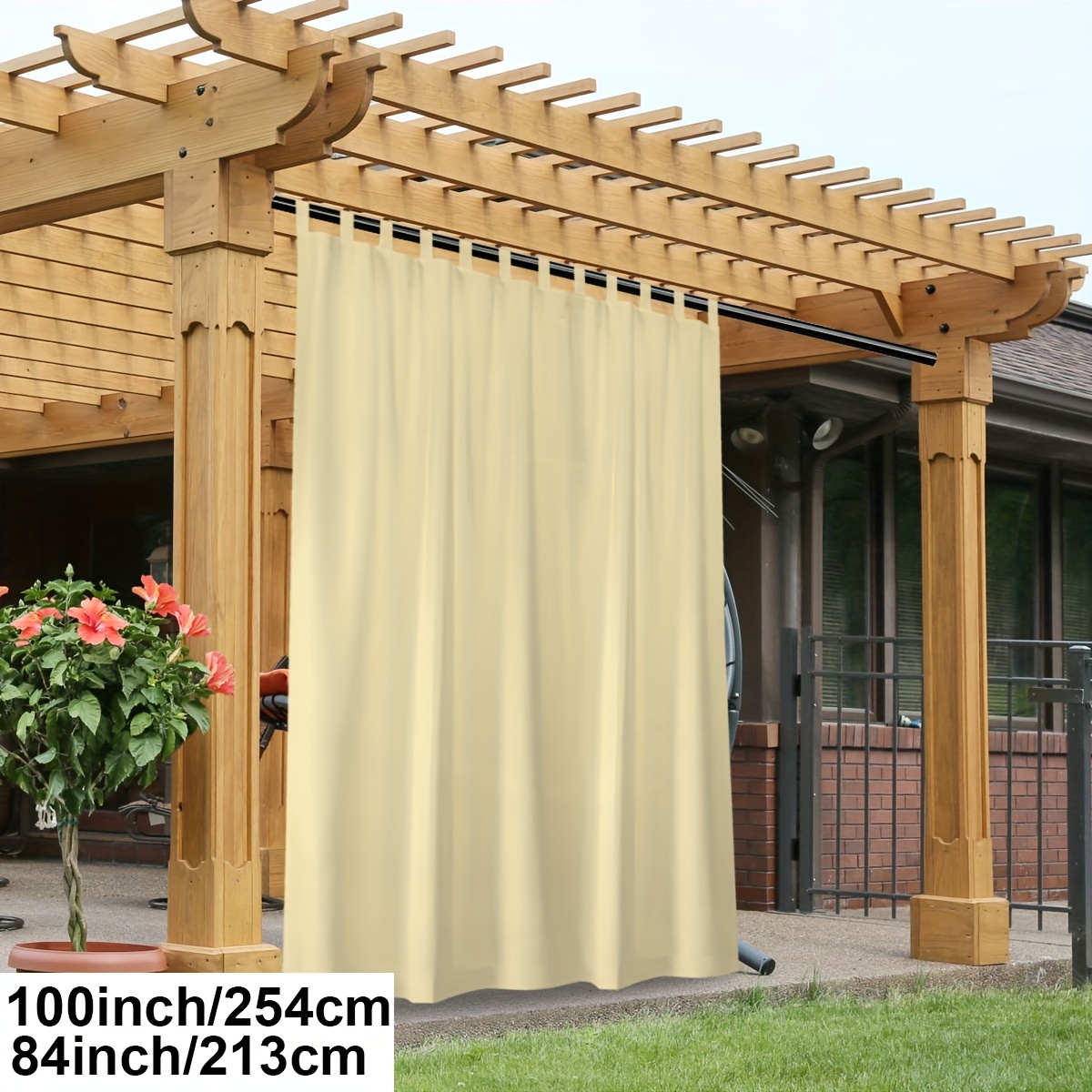Outdoor Detachable Tab Top Curtain For Easy Hanging And Loosening, Outdoor Curtain For Room, Living Room, Bedroom Decor