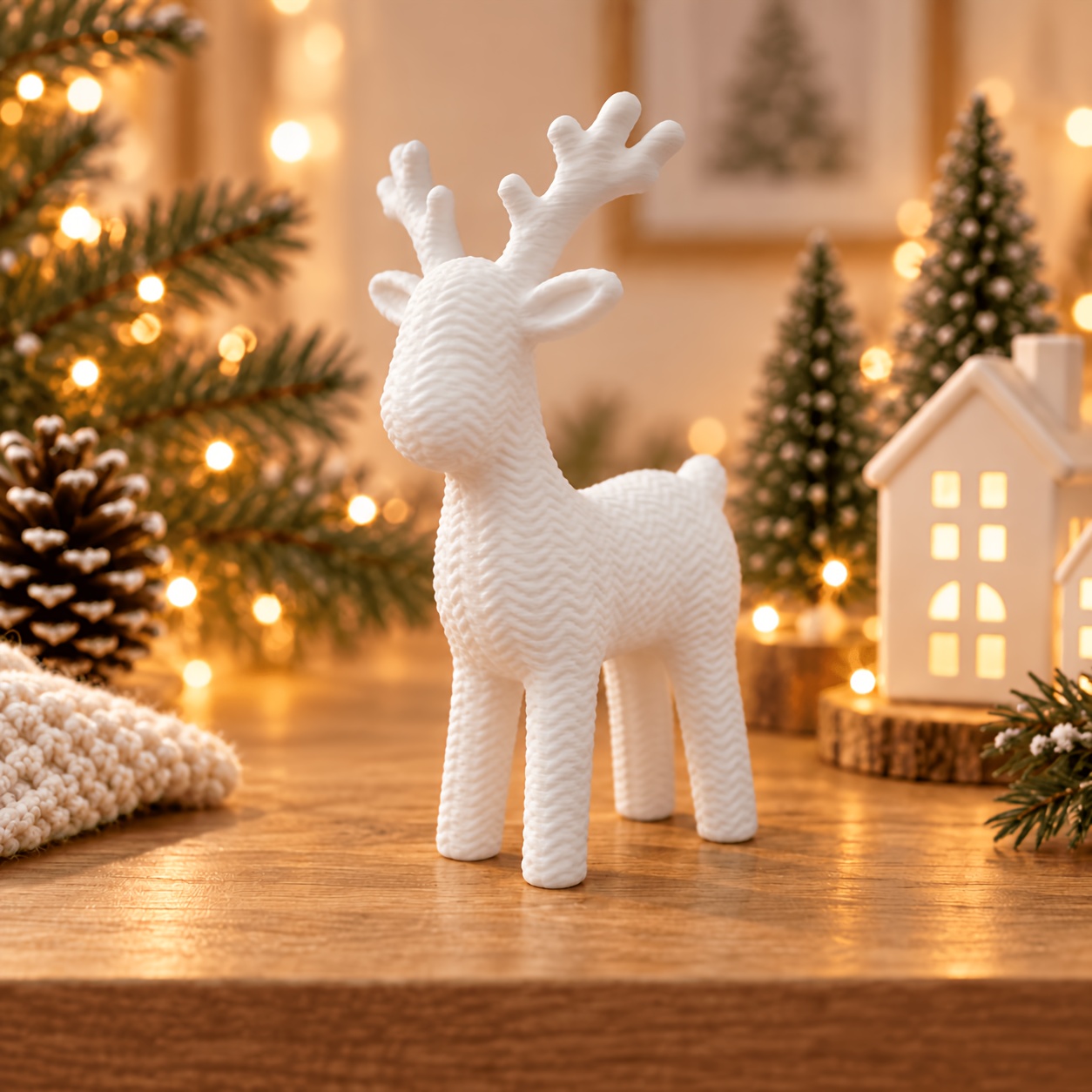 TEMU Estatua de Reno Navideño, Decoración de Escritorio de con de Tejido , Estatua de Reno Navideño Acogedora en la Estantería de Navidad, Chimenea,