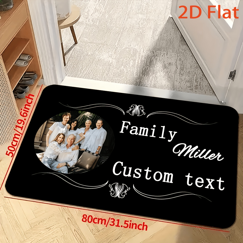 TEMU 1pc, Personalized Customized Family Photo And Names Doormat For Home Entrance, Suitable For Room, Ideal Gift For Home, Bedroom, Living Room,