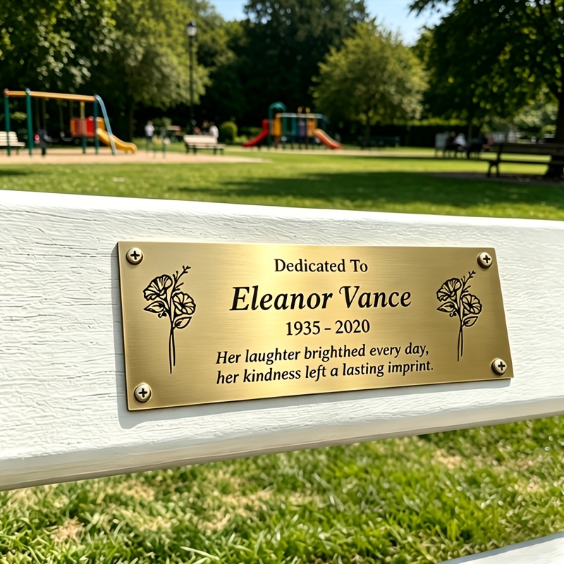 TEMU 【2d Flat】 [2d Flat] [customized] Personalized Stainless Steel Garden Bench Memorial Plaque, Engraved Memorial Bench Plaque, 2 Colors Optional,