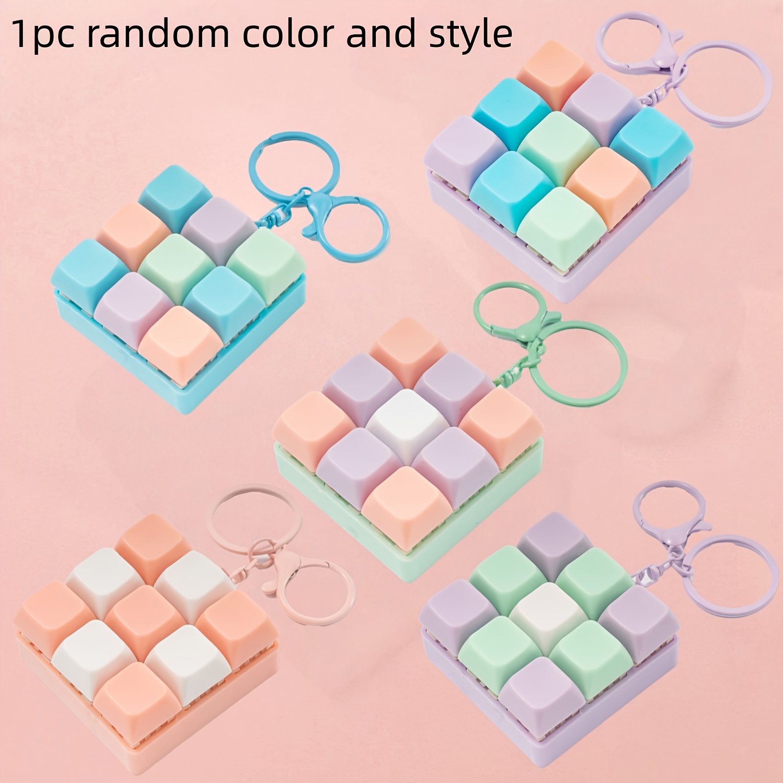 TEMU Mini Mechanical Keyboard Keychain, With 9 Numeric Keys (1-0) In Random Colors - Compatible With Multiple Devices, Portable Typing Additions,