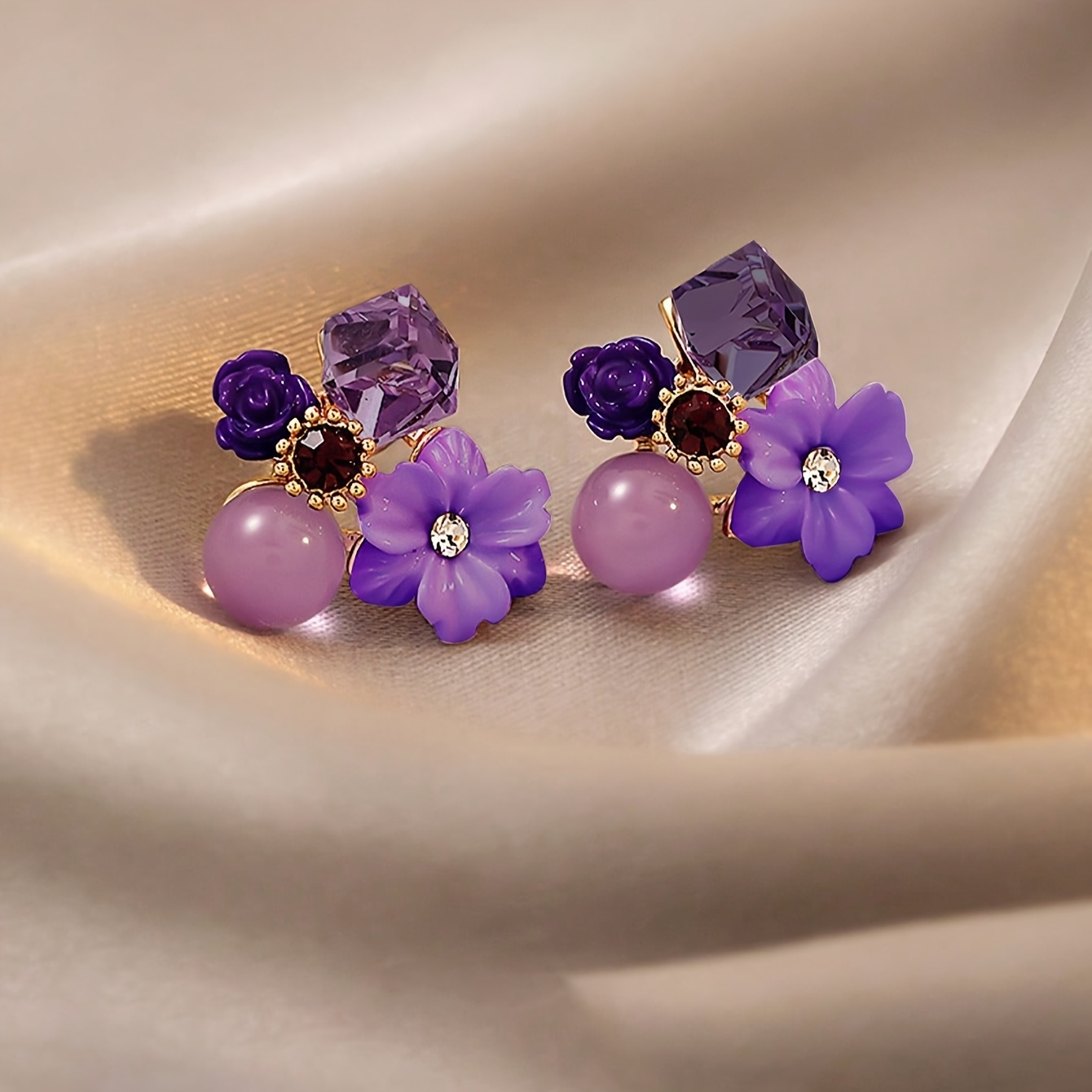 TEMU 1 Par de Elegantes y Delicados Aretes Vintage de Flor de , Ideales para Verano, Playa, Fiestas, , Uso Diario y Festivales