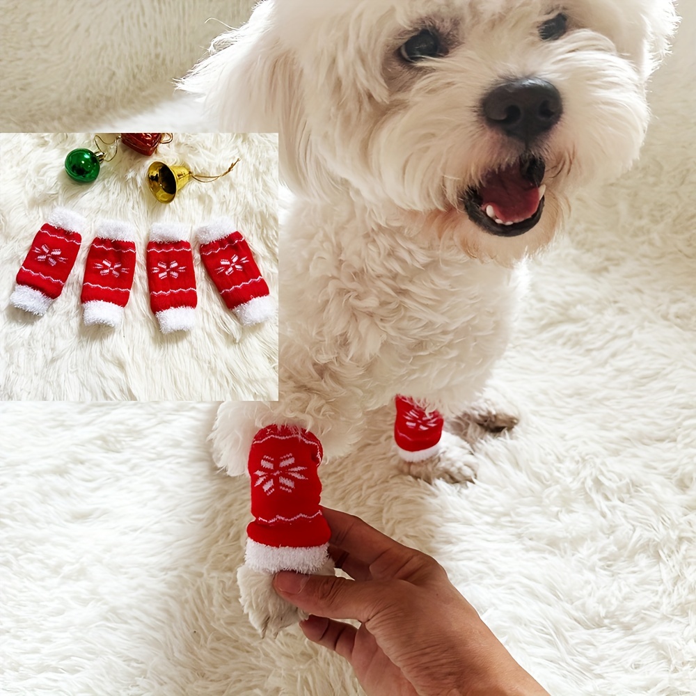 

4pcs Christmas Pet For Small , Dog Booties, Pattern, , , Footwear For Small Breeds