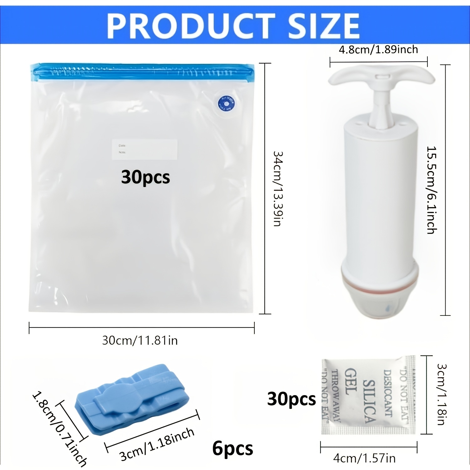 pack of 30 reusable filament vacuum bags 30 desiccant bags 34 x 30cm vacuum storage bags for pla abs   tpu with 1 hand pump 6 sealing clips
