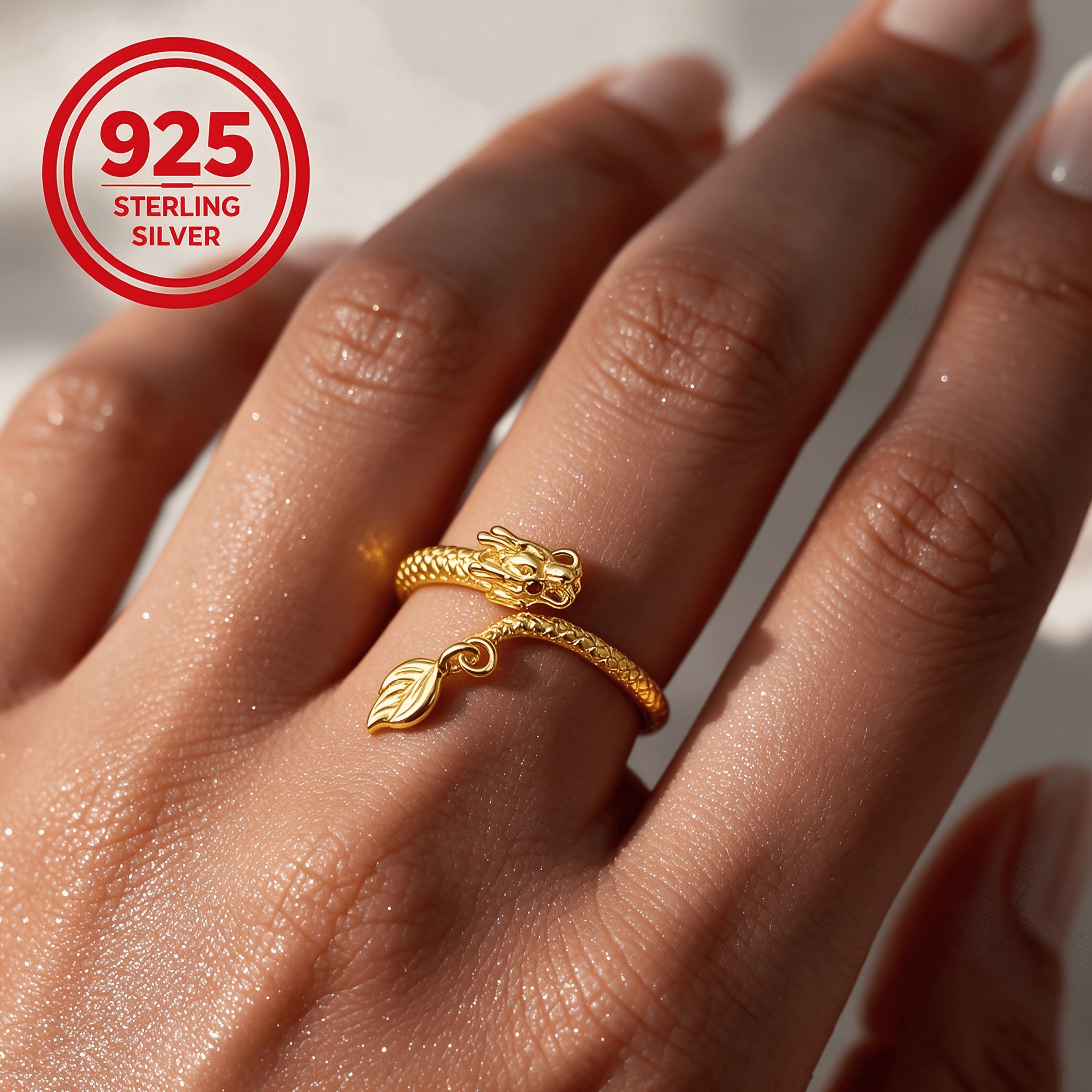 Women's Adjustable Open Dragon Tail Ring, Creative Design