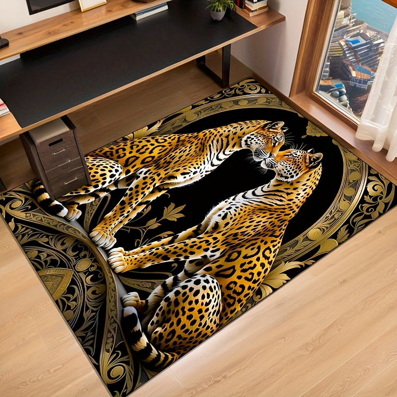 TEMU 800g/m2 , 1pc Of Pc Leopard Couple Pattern Carpet, Ideal For Kitchen, Bathroom, Laundry, And Decor
