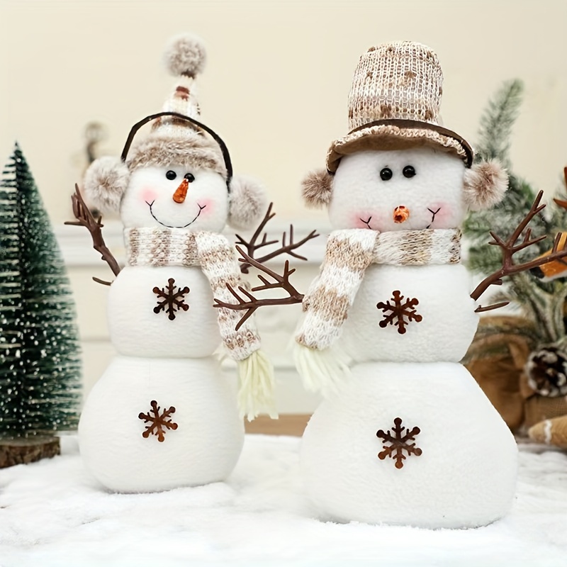 

1pc Christmas Snowman Figurine Hat And - , Christmas , No Required, Non-feathered Seasonal Decoration