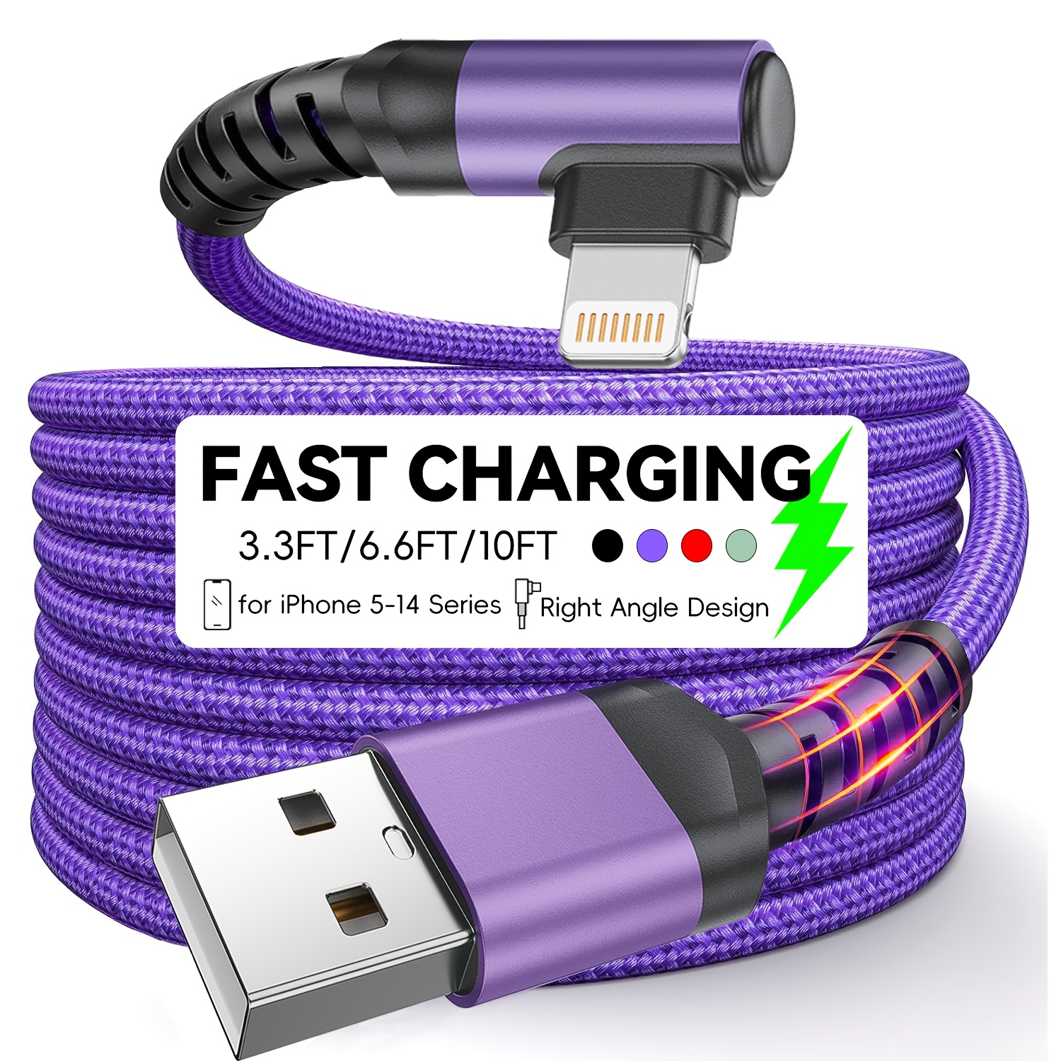   right angle fast charging cable for iphone 14 13 12 11 pro max xs xr 8 7 plus for ipad 90 nylon braided   10 20w high speed charging durable flexible design compatible with for iphone 14 13 12 11 pro max xs x