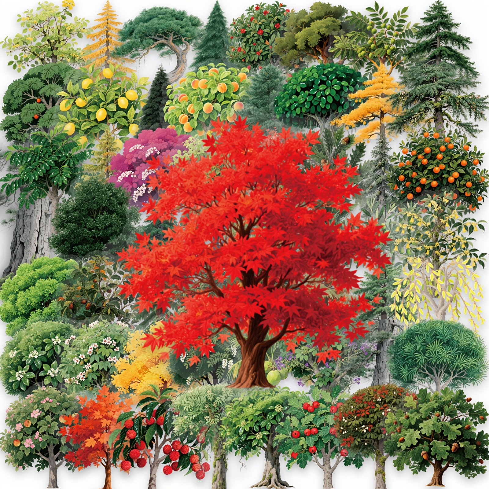 TEMU Paquete de 56 hojas de pegatinas decorativas únicas de PET transparente de plantas , bosque, aplicables para fundas de teléfono, cuadernos,