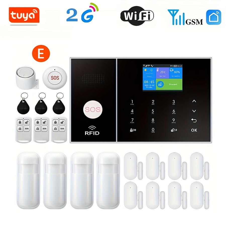 2g   de alarma para hogar y   con app, sensores de movimiento,  , sensores para puertas y ventanas y control remoto