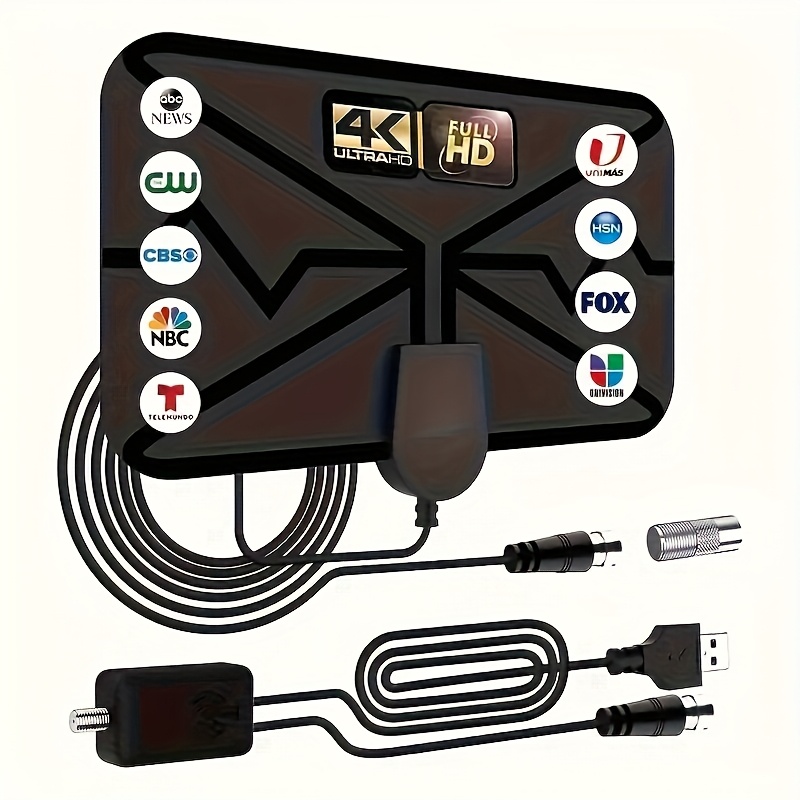 TEMU 2025 Antenna Portable Hd Antenna Indoor Antenna Support 4k 1080p For All Smart Tvs Smart 360° Signal Reception Switch Amplifier Signal Enhancer,