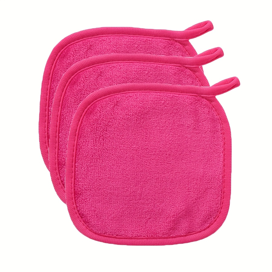 TEMU Pink/magenta Makeup Removal Cloths, Soft Microfiber Cleansing Cloths, Towels With Hanging Loops, Washable And Reusable Cleaning And Makeup
