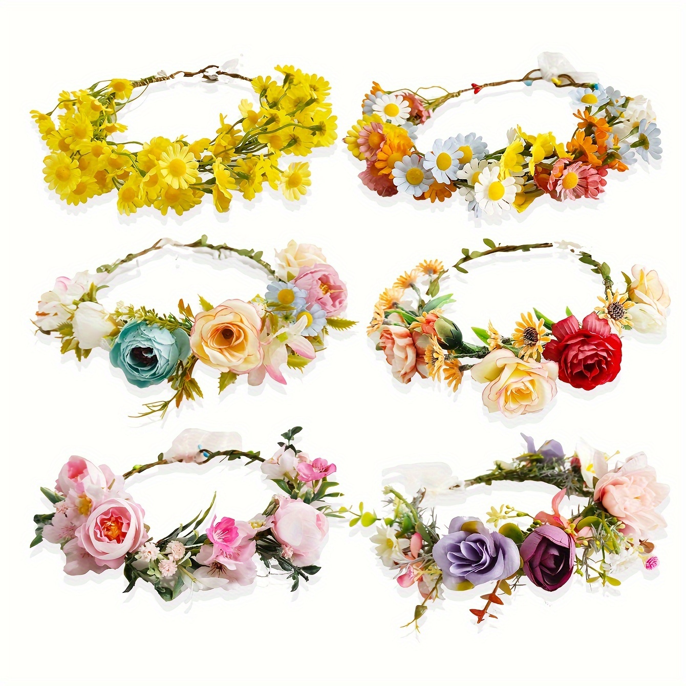 

1pc Floral Crown Headband, Adjustable Tie, Festive Birthday Party & Vacation Headpiece, Daily Use Hair Accessory