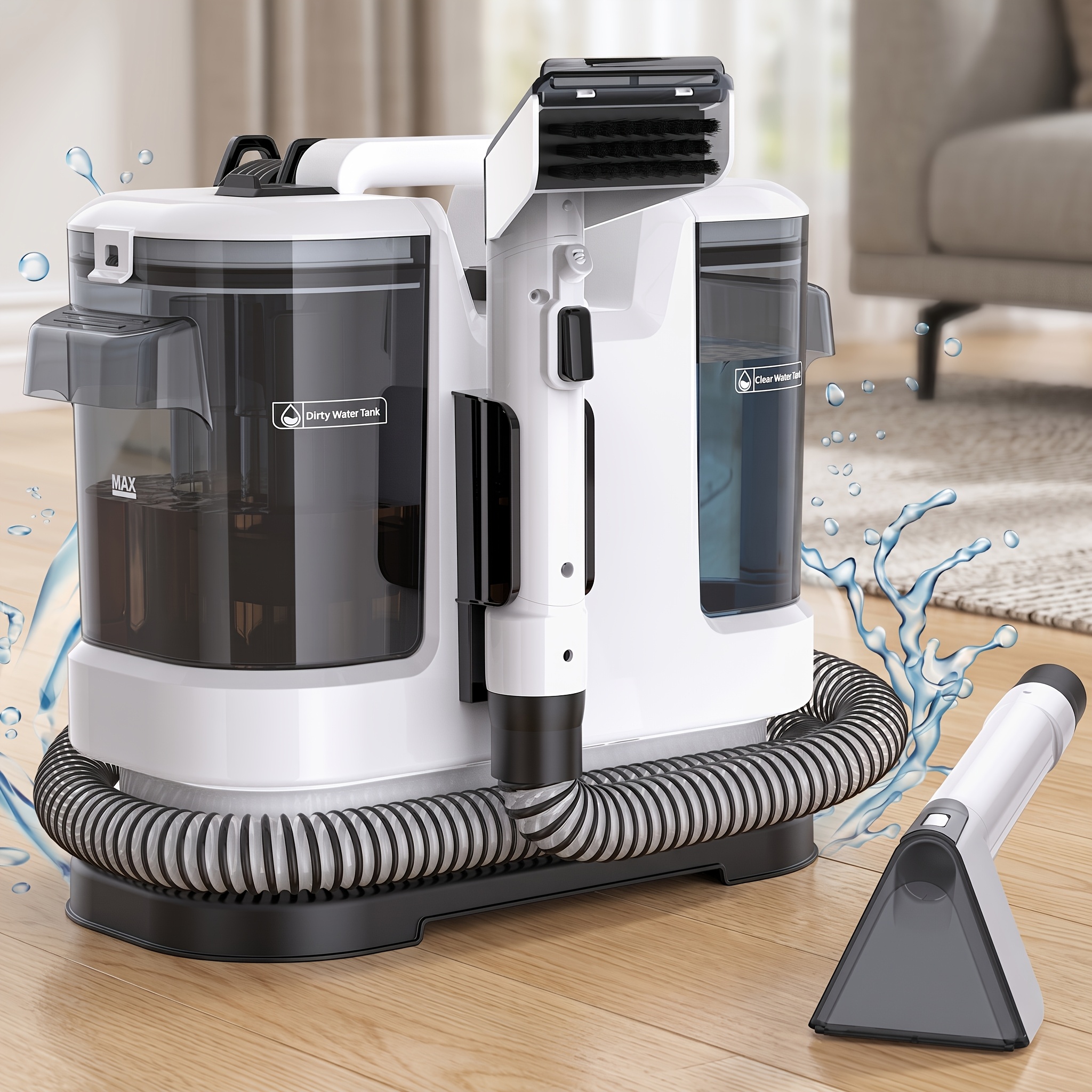 Image of Lubluelu Portable Spot Cleaner: 18.5kpa Powerful Suction For Results, Dual Water Tank Design, , Deep Cleans Upholstery, Carpets, Rugs, Pet Messes, And Car Seats, With 3 Additions