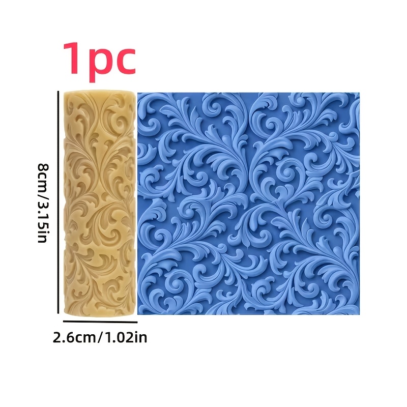 TEMU 1pc Baroque Scroll Texture Embossed Polymer Clay Texture Roller - Baroque Scroll Texture Embossing Tool, Suitable For Mother's Day, Spring,