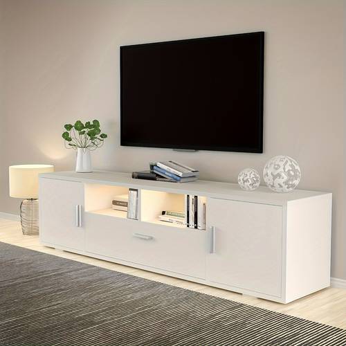 63 inch tv cabinet with tempered glass shelf and multi color lighting inch tvs