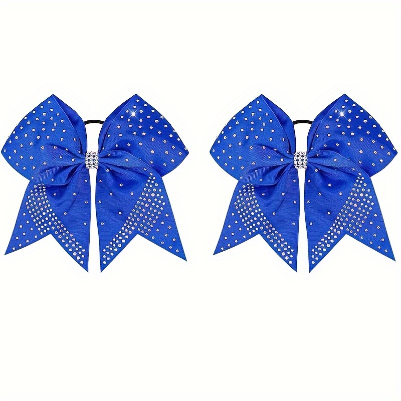 

2pcs Sparkling Cheerleading Bows - 7" Large Jumbo Hair Ties With Ponytail Holder For Teen Girls, Softball & Back To School