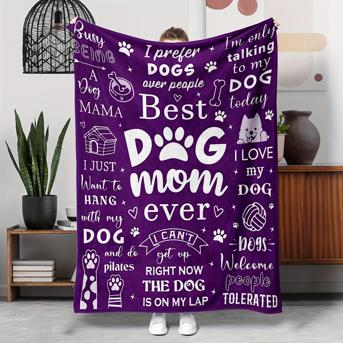 

Dog Mom Blanket - Hypoallergenic Knitted, Tear For , Multipurpose Polyester Blanket