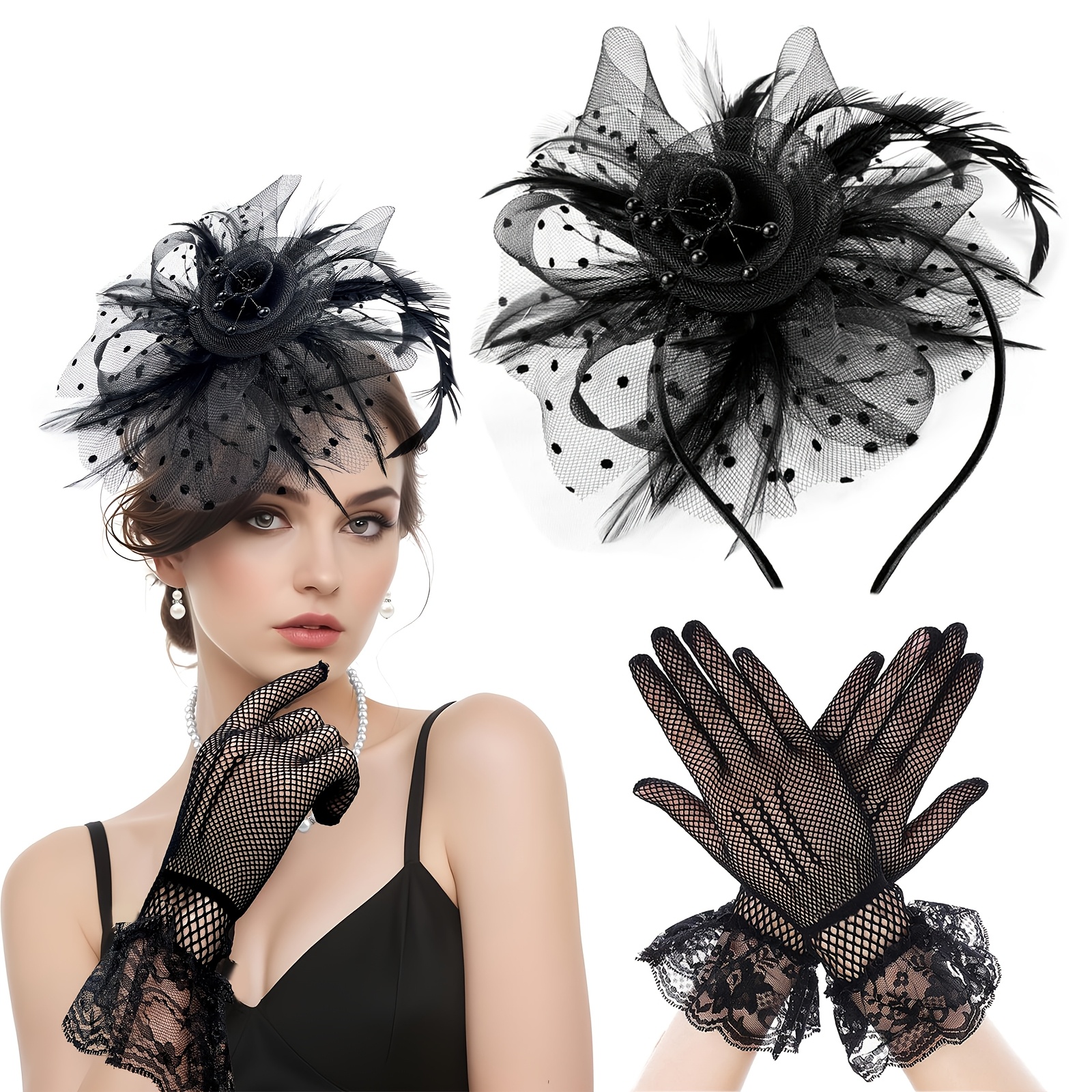tea party hat and gloves sold on Temu United States display picture 2