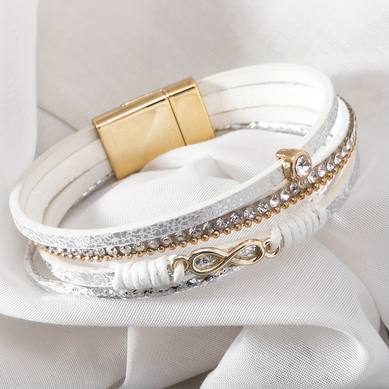 Rhinestone Wrap Bracelet with Magnetic Clasp