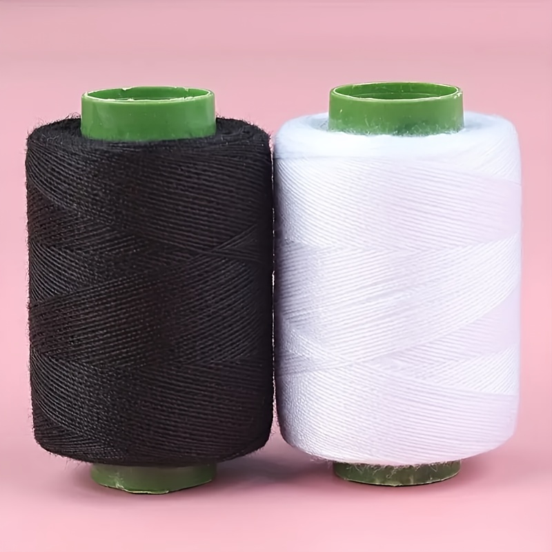 2pcs High-strength Sewing Thread Suitable For Machine And Manual Cutting, Black And White Spool, Green Label, Production And Maintenance