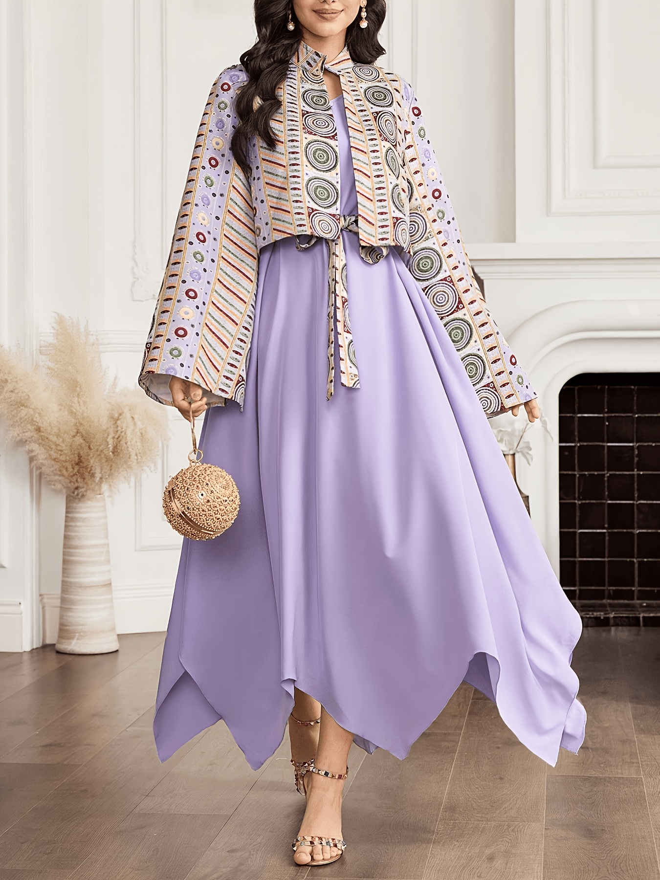 ethnic purple dress standard size womens purple ethnic style 2pcs dress set