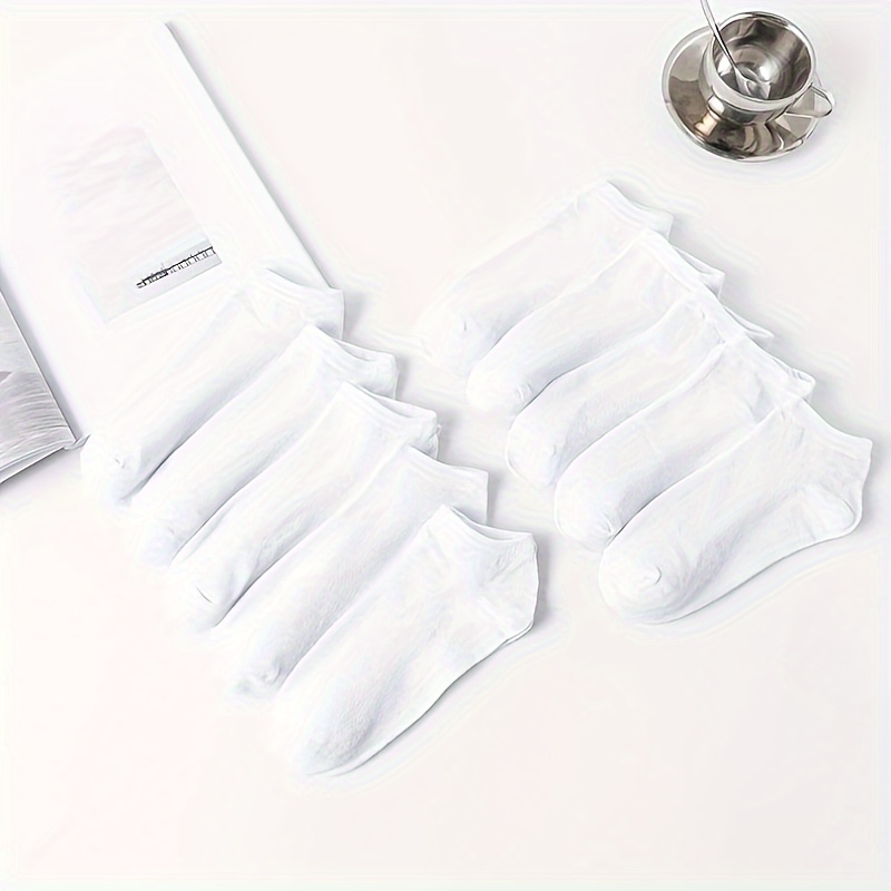 

10 Pairs Simple Solid Socks, Soft & Lightweight Low Cut Ankle Socks, Women's Stockings & Hosiery