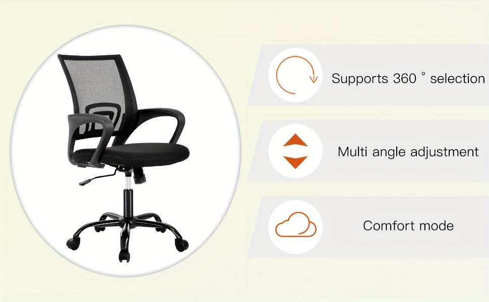 Office Chair Mid Back Swivel Lumbar Support Desk Chair, Computer Ergonomic Mesh Chair with Armrest