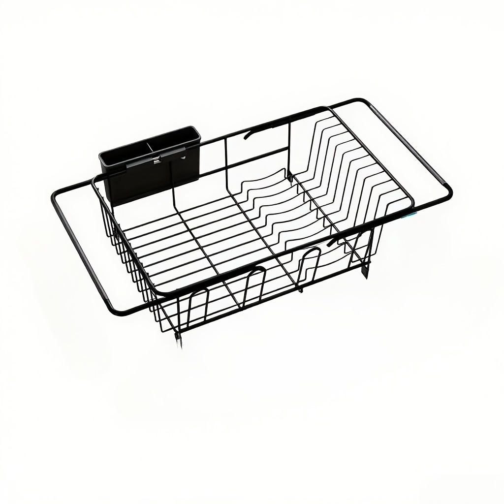 Over-the-sink Dish Drying Rack And Filter Basket With Retractable Rubber Anti-slip Base - Heavy-duty Sink Storage Rack