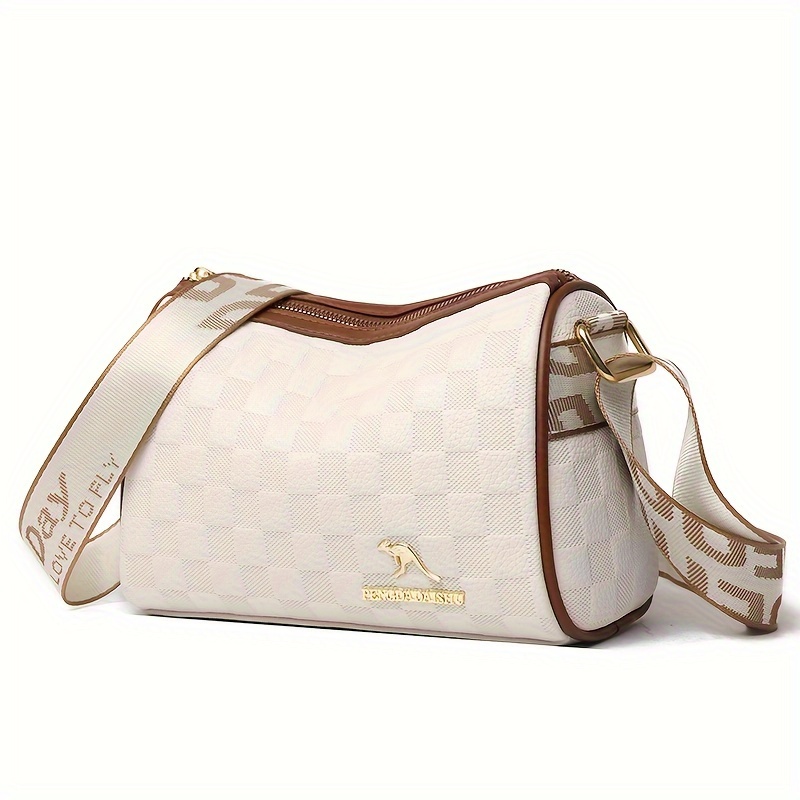 

Sac à bandoulière en simili cuir pour femme avec large bandoulière, petit sac photo quotidien avec fermeture à glissière, pochette décontractée chic pour téléphone portable