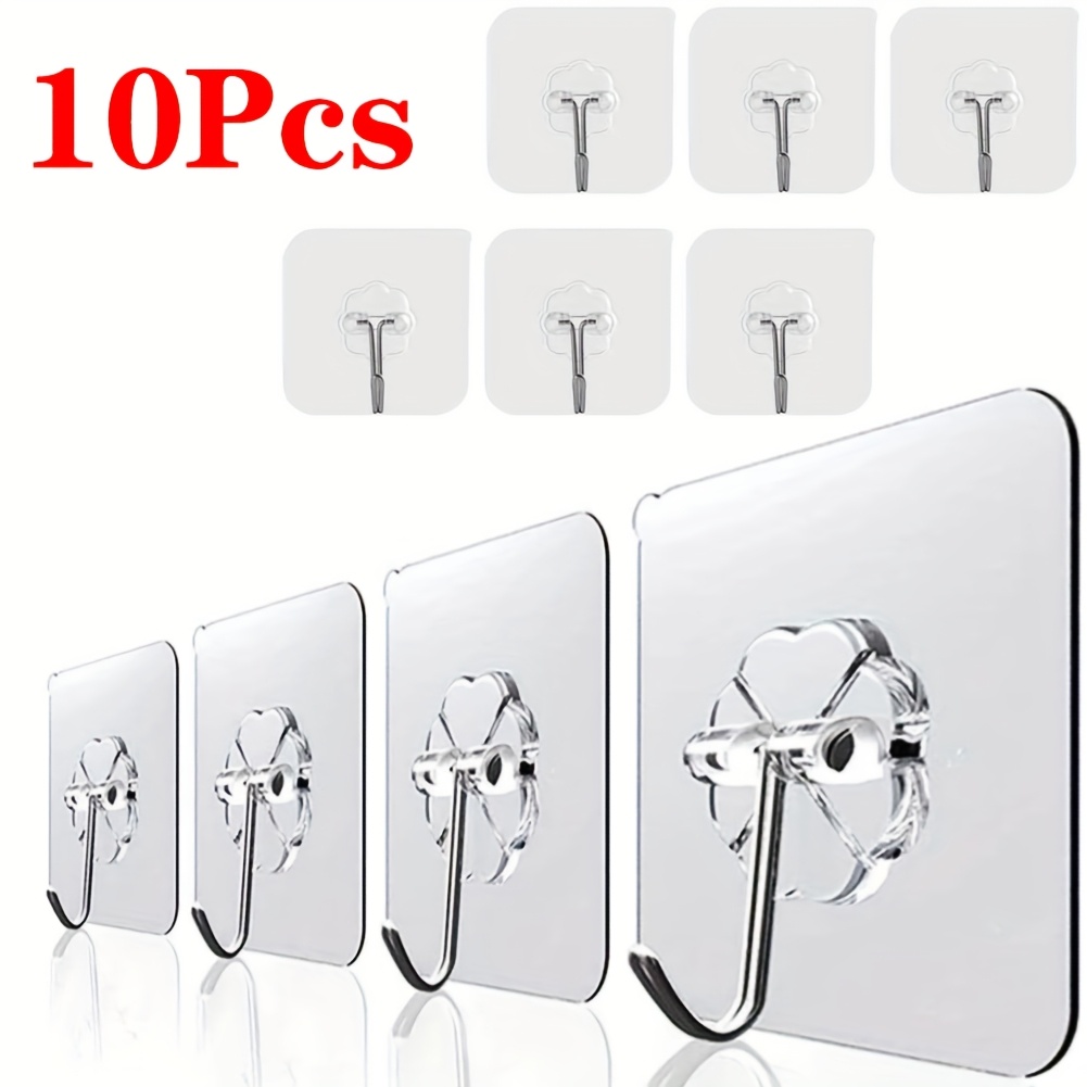 10pcs Transparent Hooks Multi-Purpose Wall Hook Strong Suction Cup Sucker Wall Hooks Hanger for Kitchen Bathroom, Utility Hooks