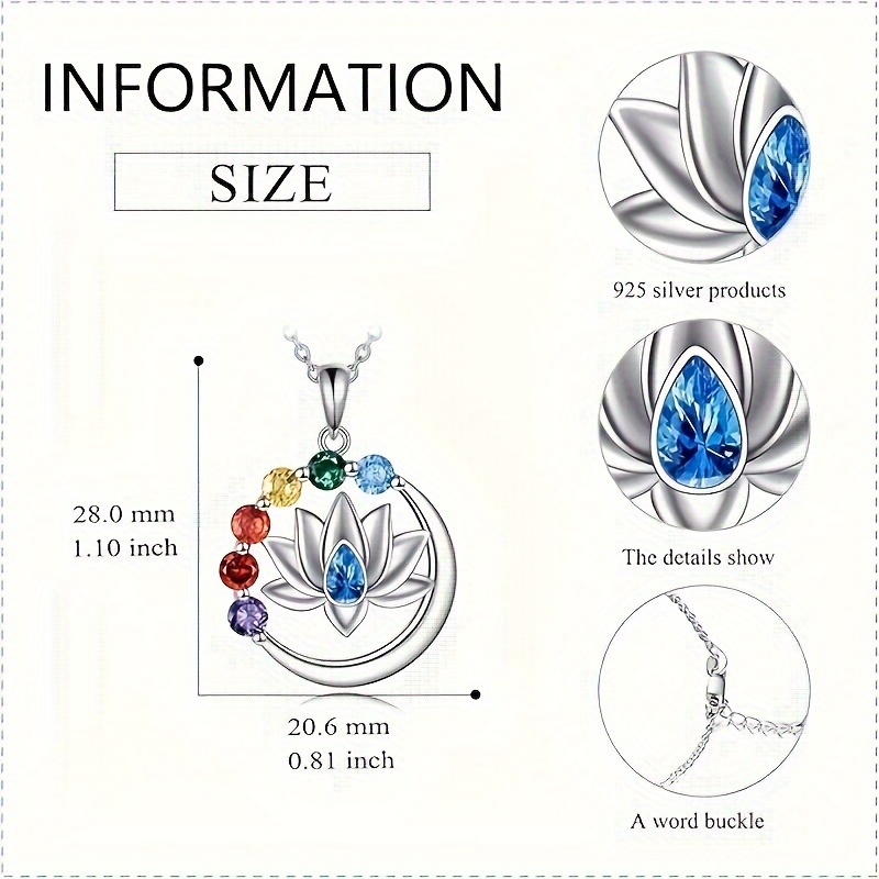 an s925 pure silvery 7 chakra necklace with lotus pendant a fashionable and exquisite niche design ring suitable for   and parties a high quality jewelry gift 2 4g