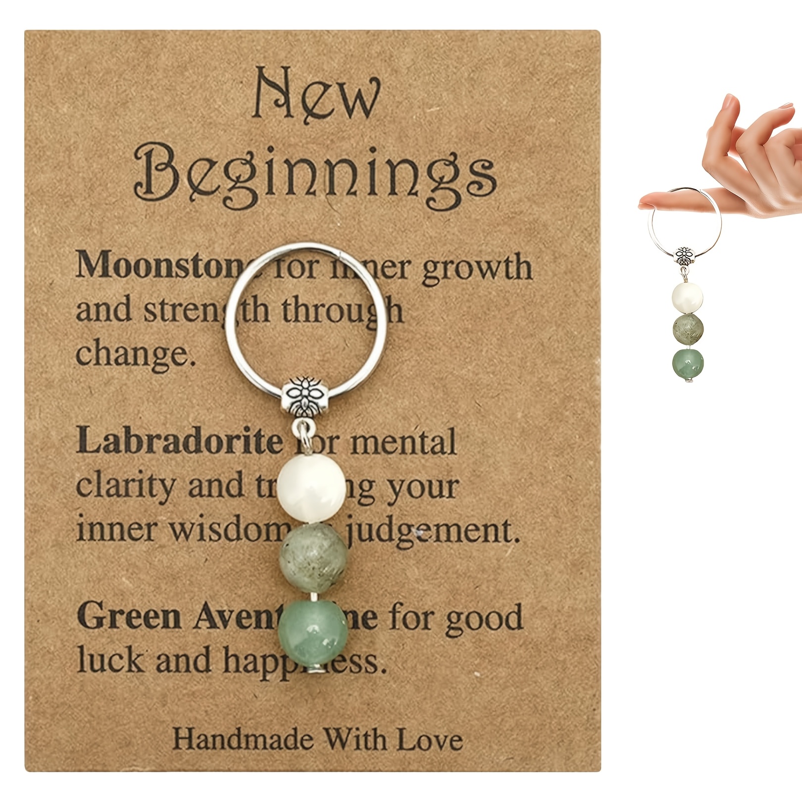 Image of Elegant Artificial Crystal Keychain, Ring, Artificial Pearl Additions, Creative Ladies Keychain, Charm Farewell Gift, Gemstone Keychain, Ladies Keychain, Good Luck Gift, Ladies Gift With Card