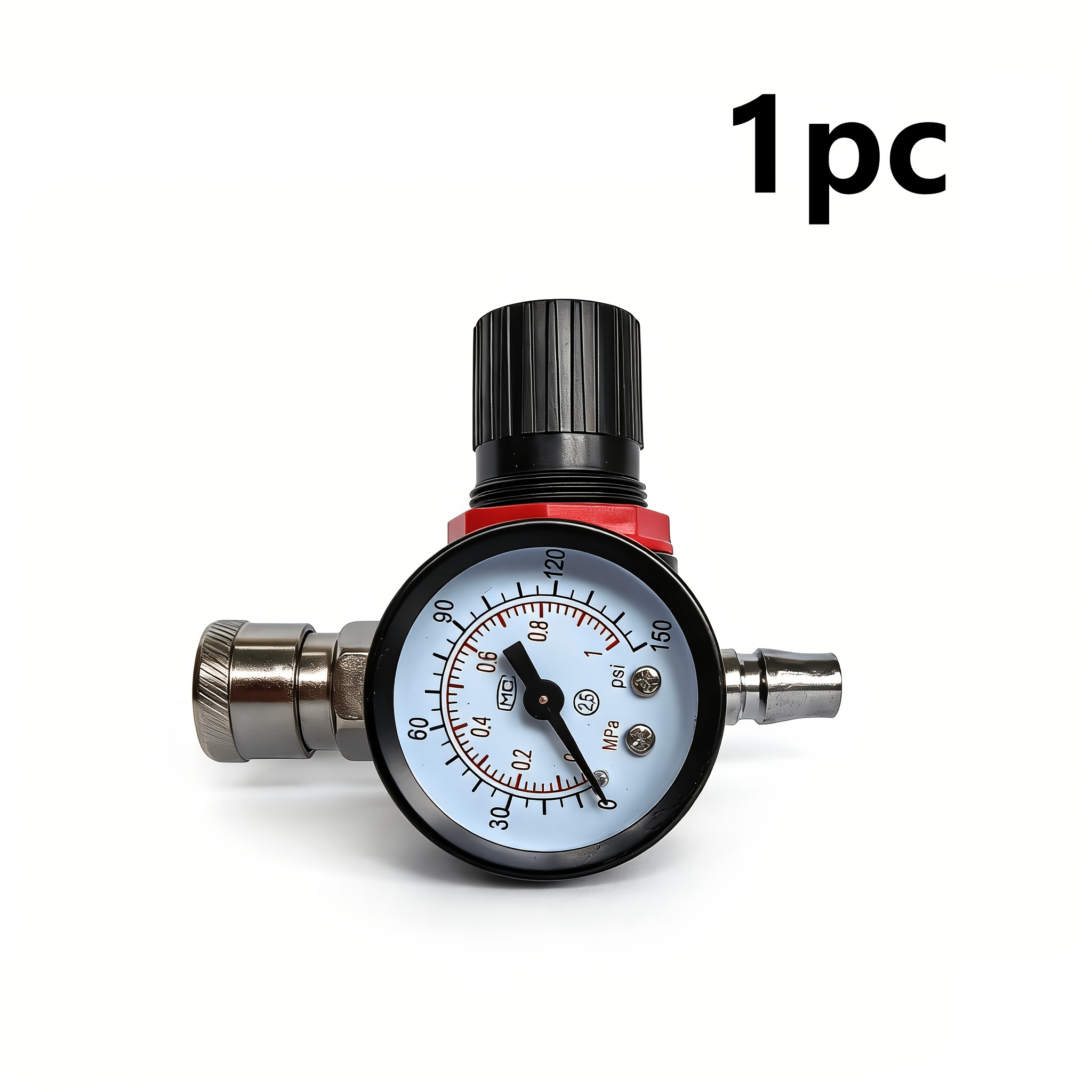 TEMU Pressure Regulator With Male And Female Connectors, Air Pressure Reducing And Stabilizing Valve, Air Compressor Pressure Gauge, Range 0~1mpa,