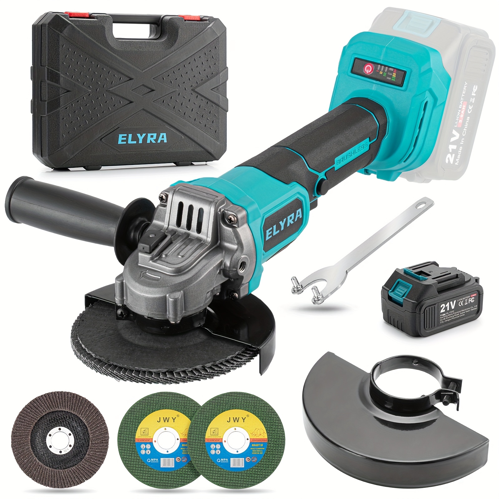 De nieuwe haakse slijper met een borstelloze motor van 7000 RPM en 3000 mAh accu