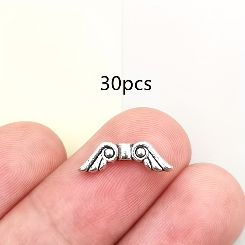 TEMU 30pcs Mini Small Wing Small Hole Bead Charms, Spacer Beads, Beads, 16x5mm, Bohemian Style Fashion Jewelry Additions, Handmade Earrings Bracelets