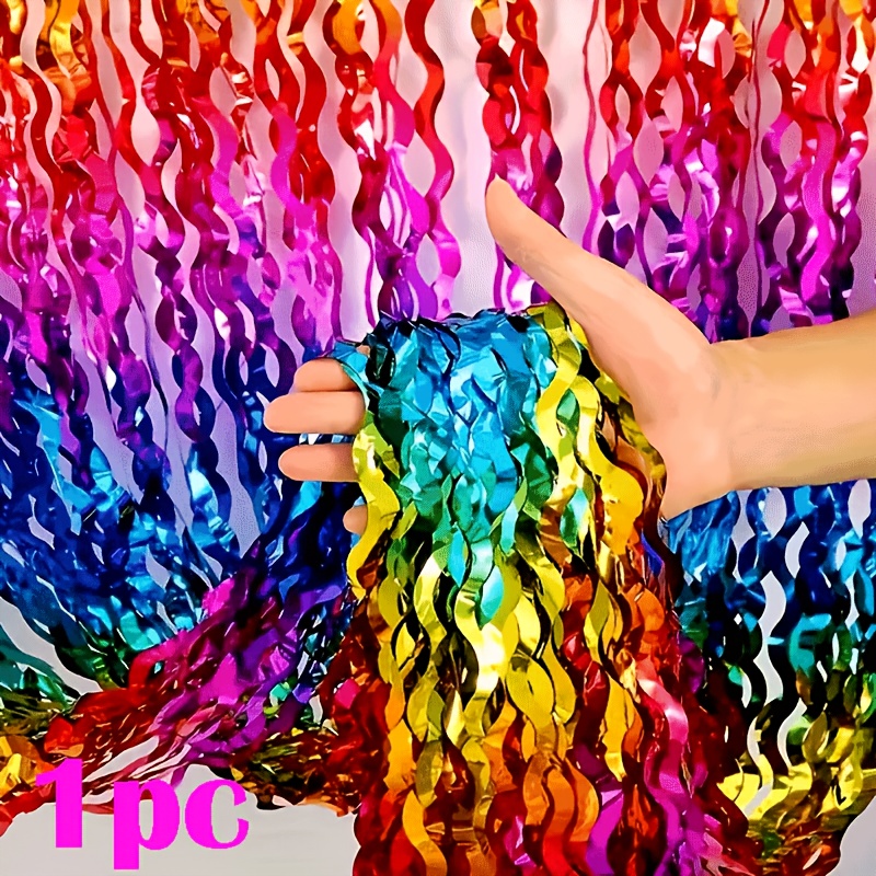 Image of 1pc Colorful Curly Metallic Streamers Decoration Birthday Anniversary Bachelorette Party Graduation Ceremony Purpose Universal Holiday Decoration