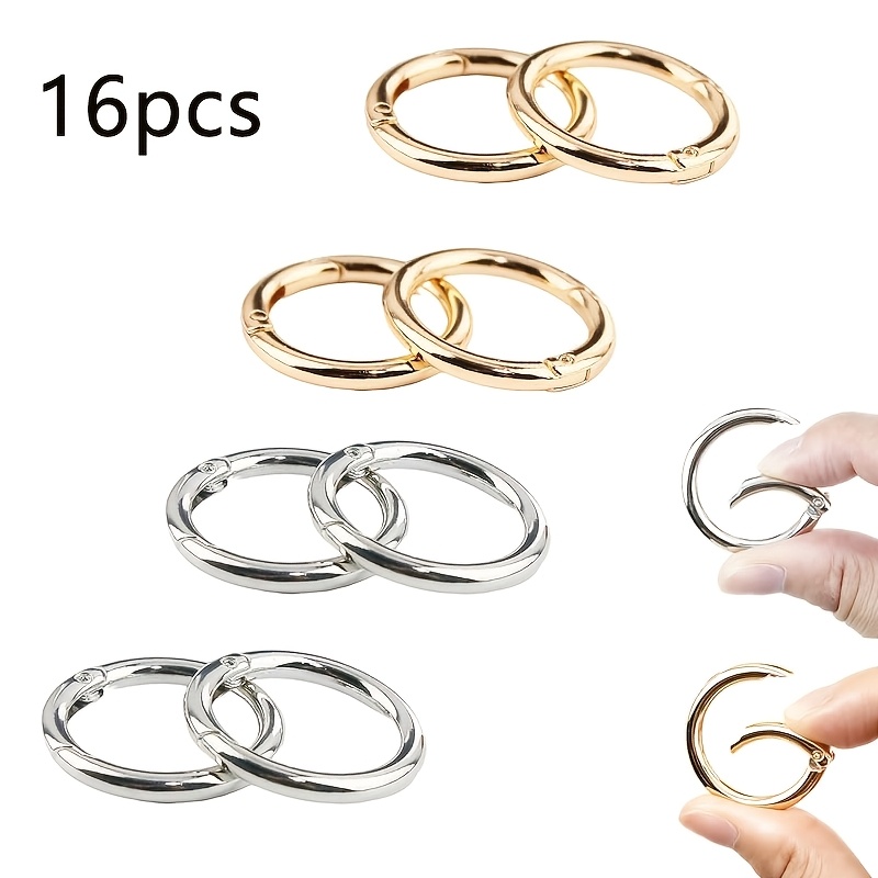 TEMU Lot de 16 anneaux O à ressort de 32 mm (1,26 pouces), anneaux de porte-clés en métal et pinces rondes, parfaits pour remplacer les anneaux de