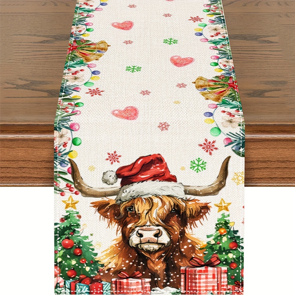 

Christmas Table - Cow & Hat Wreath , For Dining Decor, In 13x48/72/108