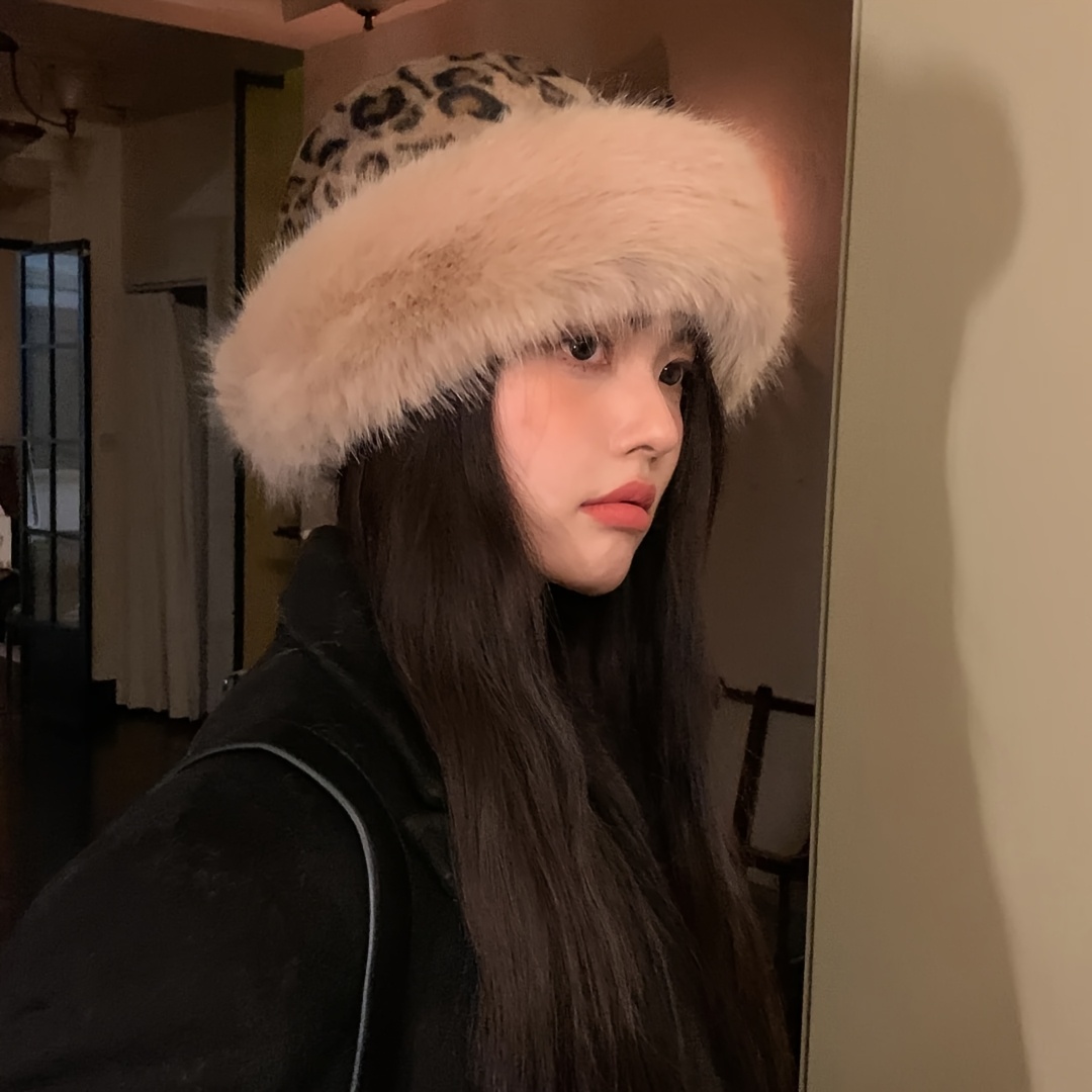 Bonnet D'hiver Femme En Fausse Fourrure - Imprimé Léopard, Doux Et Chaud, Taille Ajustable 56-58 Cm - 5