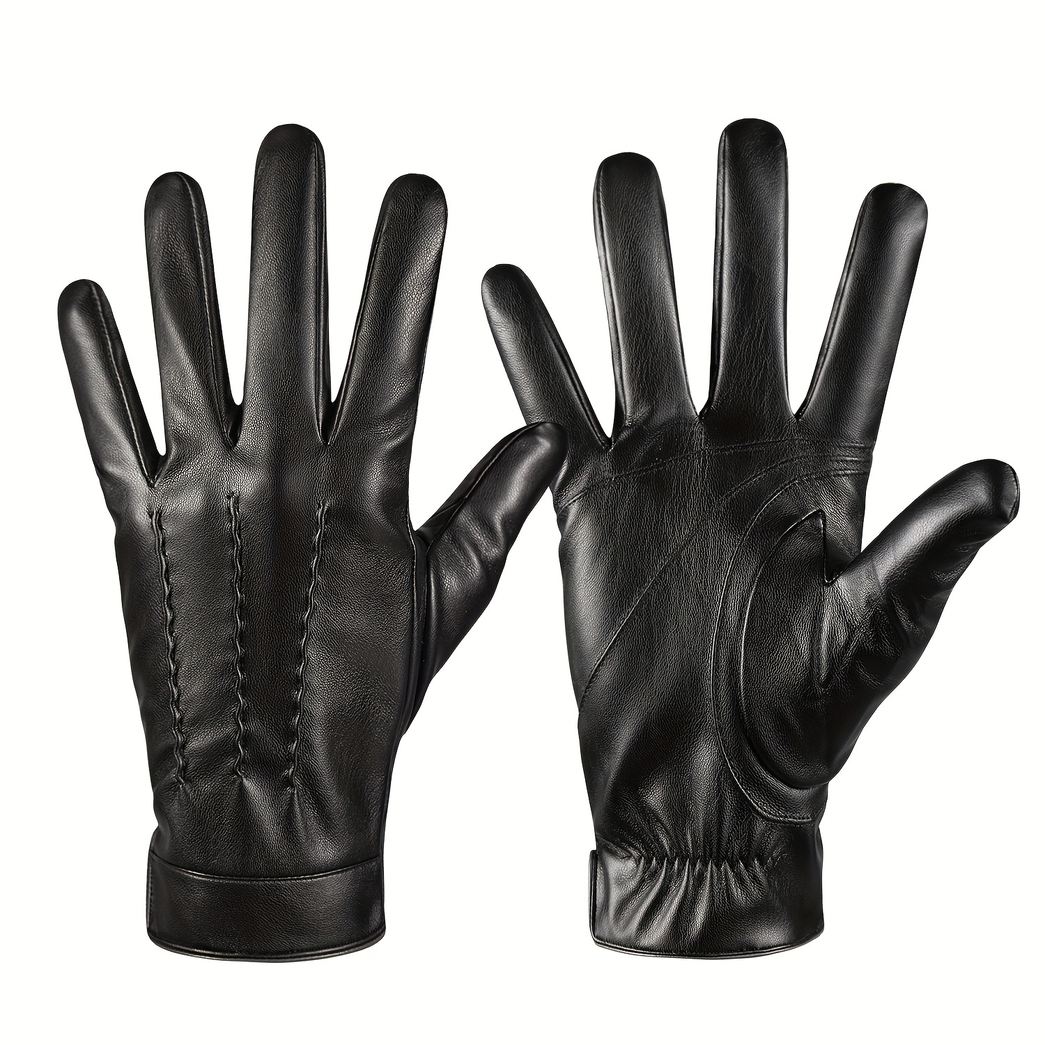 TEMU Gender-neutral Faux Leather Gloves, Featuring A , Soft And Cozy For Everyday Use, Perfect For Motorcycle Riding And