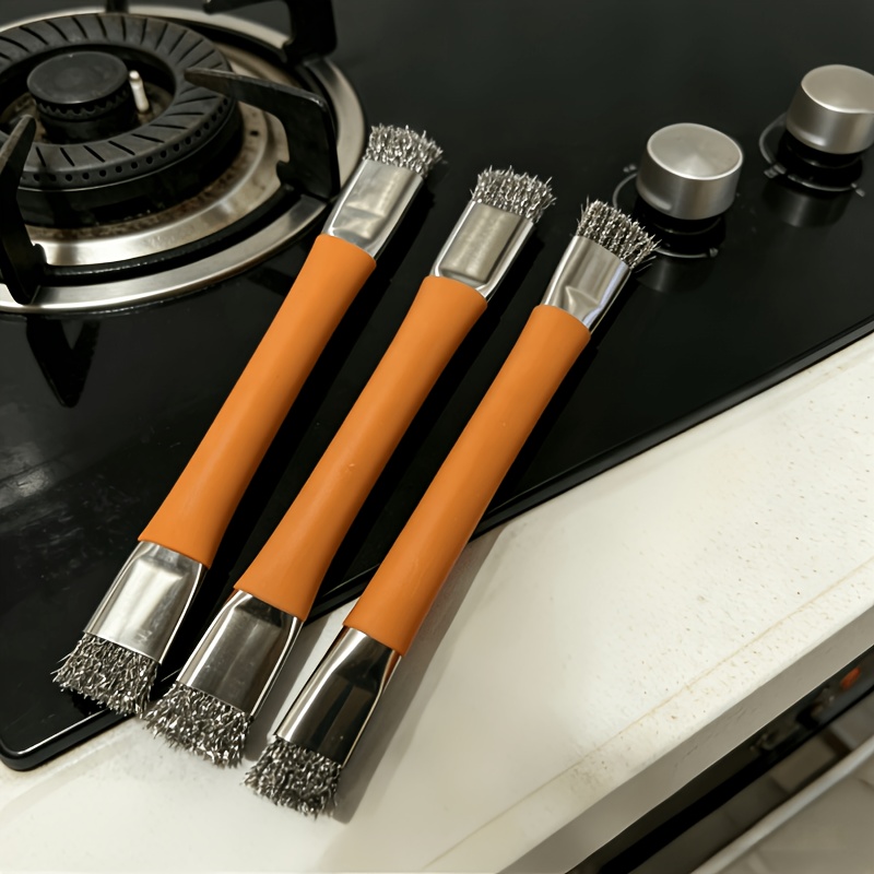 TEMU Petit brosse pour cuisinière à gaz, décontamination puissante , brosse de nettoyage multifonctionnelle pour crevasses de plaque de cuisson