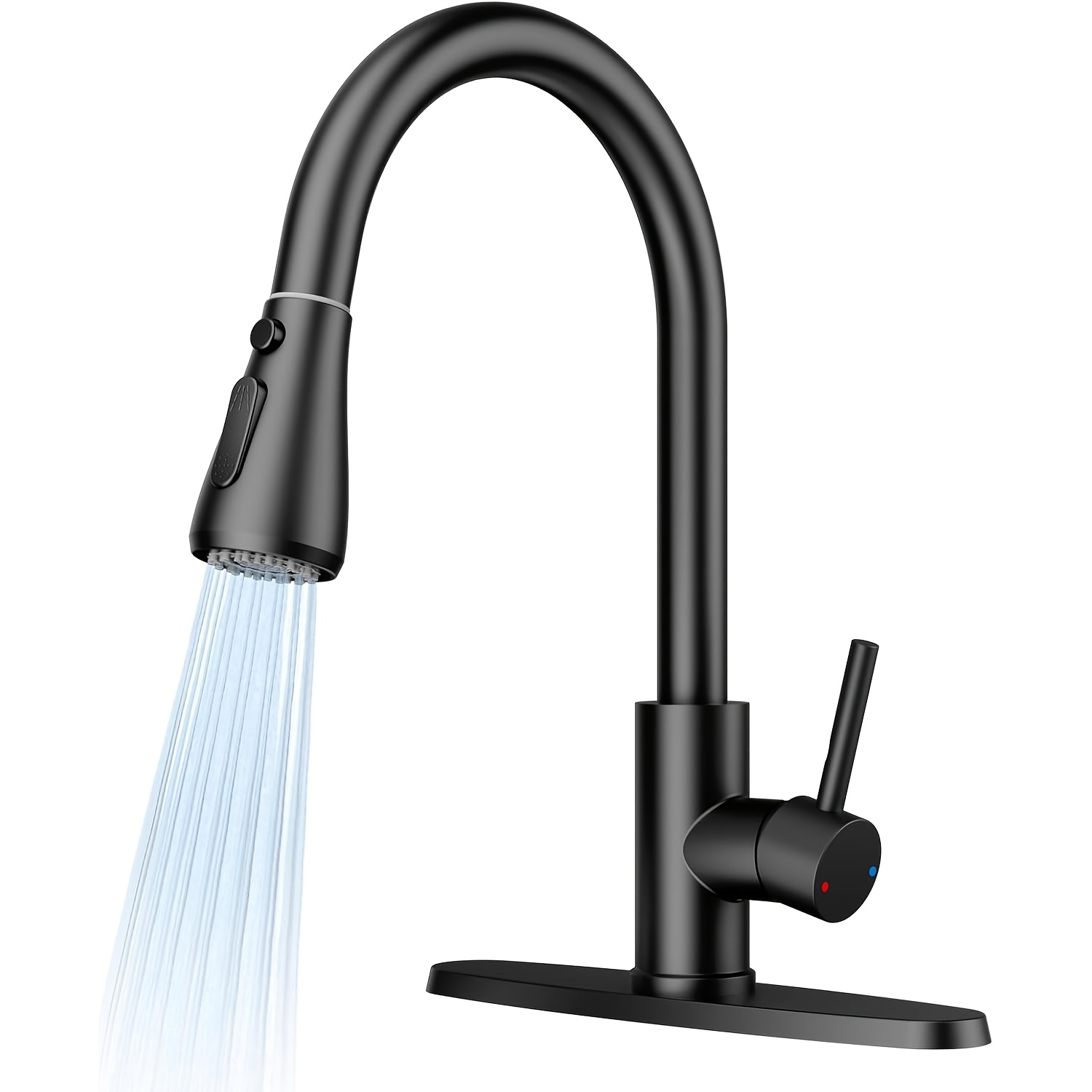 1pc Kitchen Faucet, Sink Faucet with Pull-Out Spray, 8-Inch Round Deck Plate, Suitable for Single-Bowl Or Three-Bowl Kitchen Sinks, Ceramic Cartridge, Single-Handle Faucet