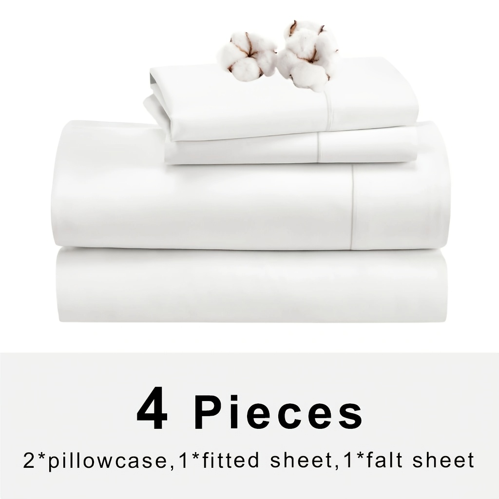 TEMU 3/4pcs 100% Sheets Set, Single, Double, King, Surper King Luxury Bed Sheets, Breathable Bedding And Pillow Cases, 14 Inch Deep Pocket, 1 Fitted