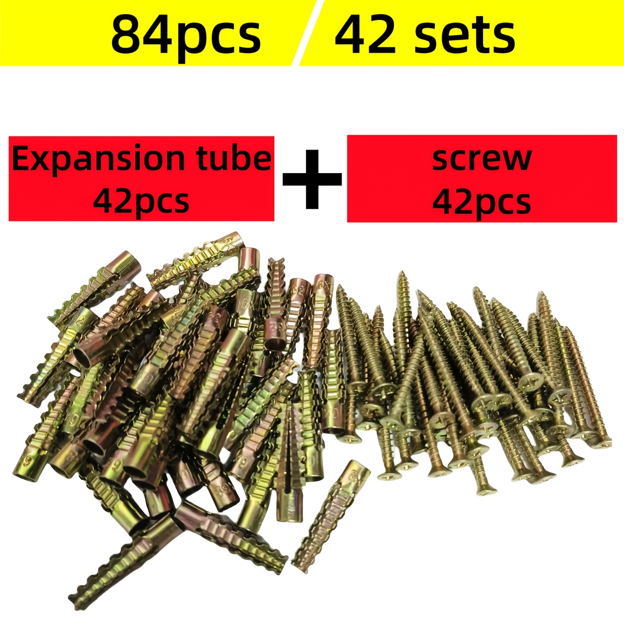 Serrated Expansion Pipe Screw Set, Compression Metal Expansion Light Metal Screw Combination, Brick Foam Wall Cement Wall Concrete Wall Metal Expansion Screw, Suitable For Kit, High Toughness